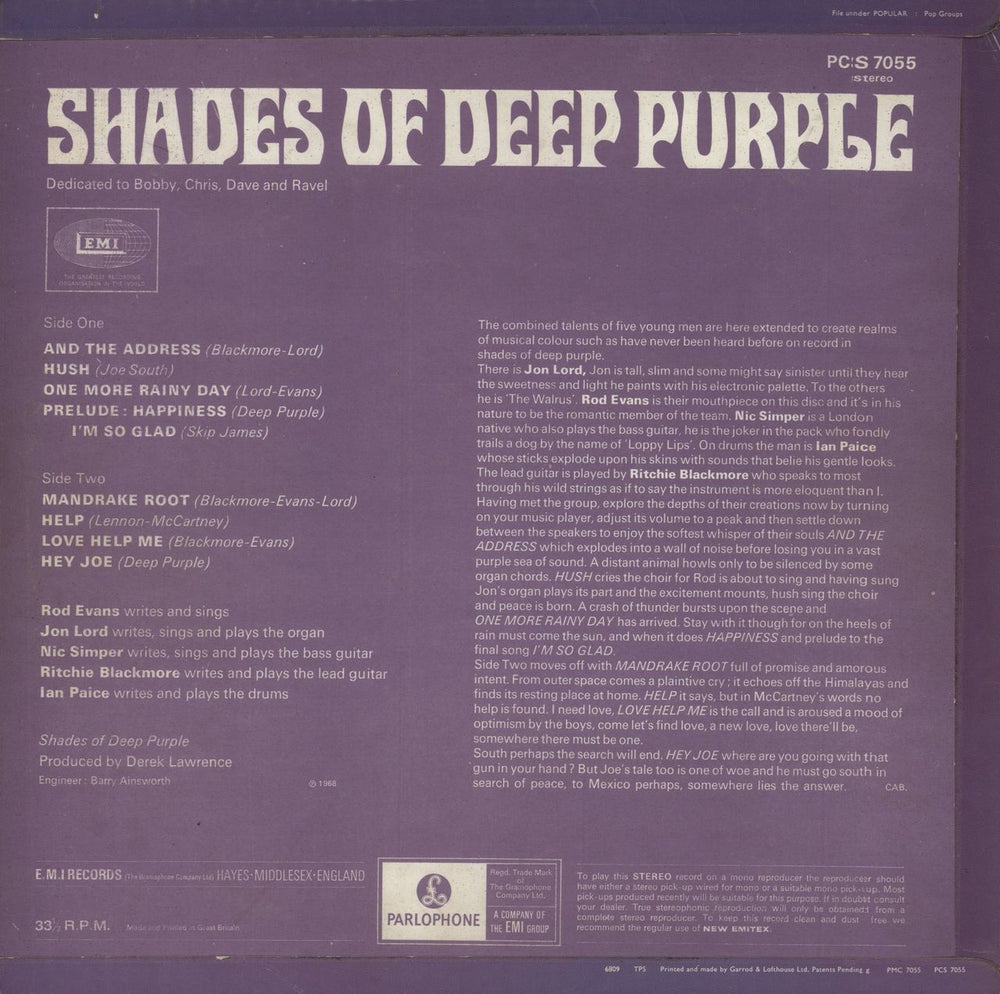 Deep Purple Shades Of Deep Purple - 1st - VG UK vinyl LP album (LP record)