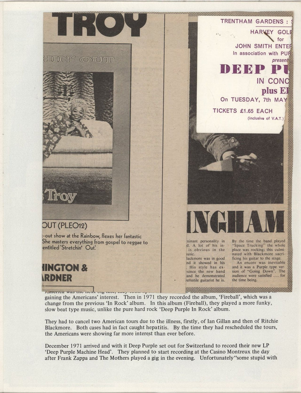 Deep Purple Show Souvenir In Concert + ticket stub UK tour programme DEETRSH875519