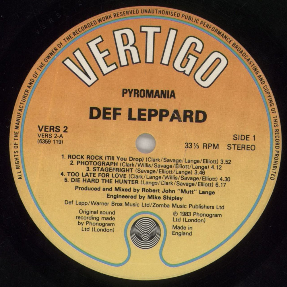 Def Leppard Pyromania - VG UK vinyl LP album (LP record) DEFLPPY859543