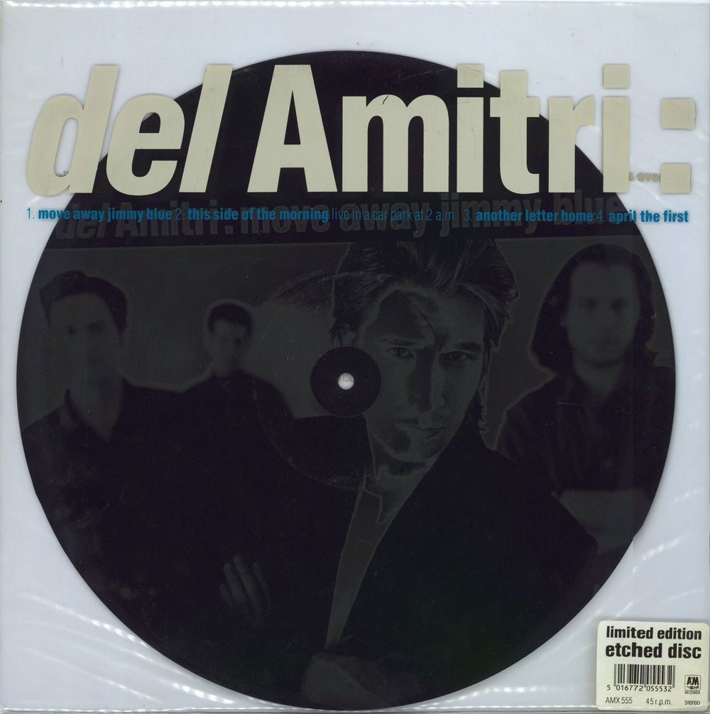 Del Amitri Move Away Jimmy Blue - Etched Disc UK 12" vinyl single (12 inch record / Maxi-single) AMX555