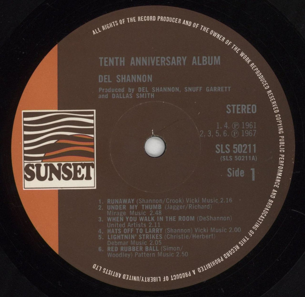 Del Shannon 10th Anniversary Album - Textured Sleeve UK vinyl LP album (LP record) NNNLPTH852837