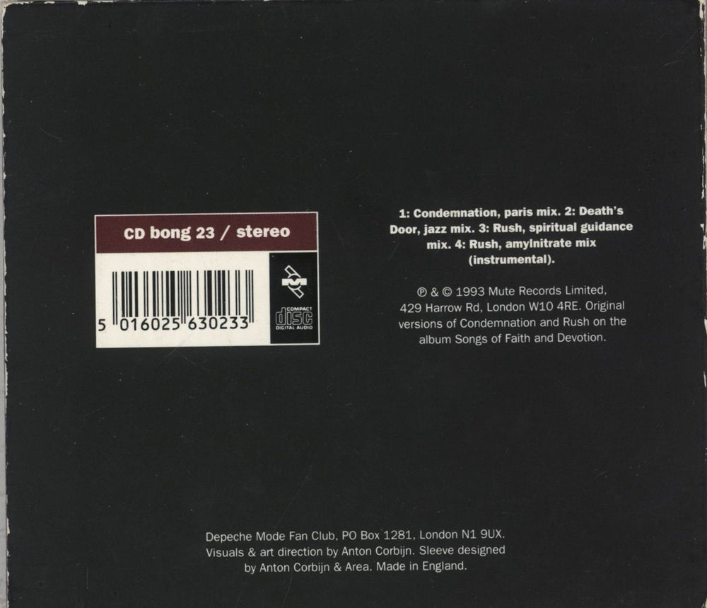 Depeche Mode Condemnation UK CD single (CD5 / 5") 5016025630233