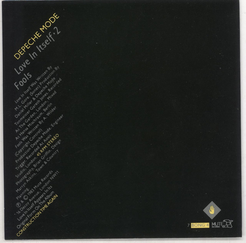 Depeche Mode Love It Itself UK 7" vinyl single (7 inch record / 45) DEP07LO06873