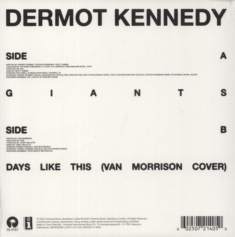 Dermot Kennedy Giants - Blue Vinyl - Sealed UK 7" vinyl single (7 inch record / 45) 602507214050