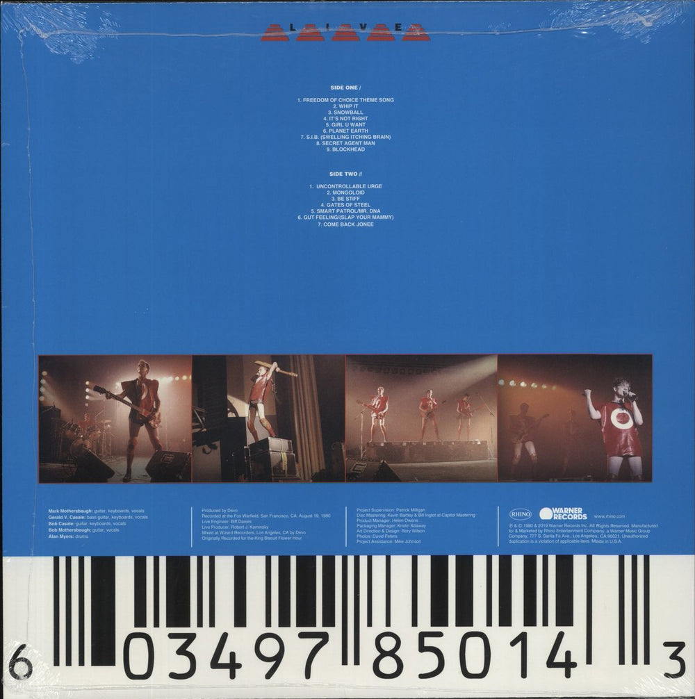 Devo Dev-O Live - RSD 2019 - Blue Vinyl - Sealed US vinyl LP album (LP record) 603497850143