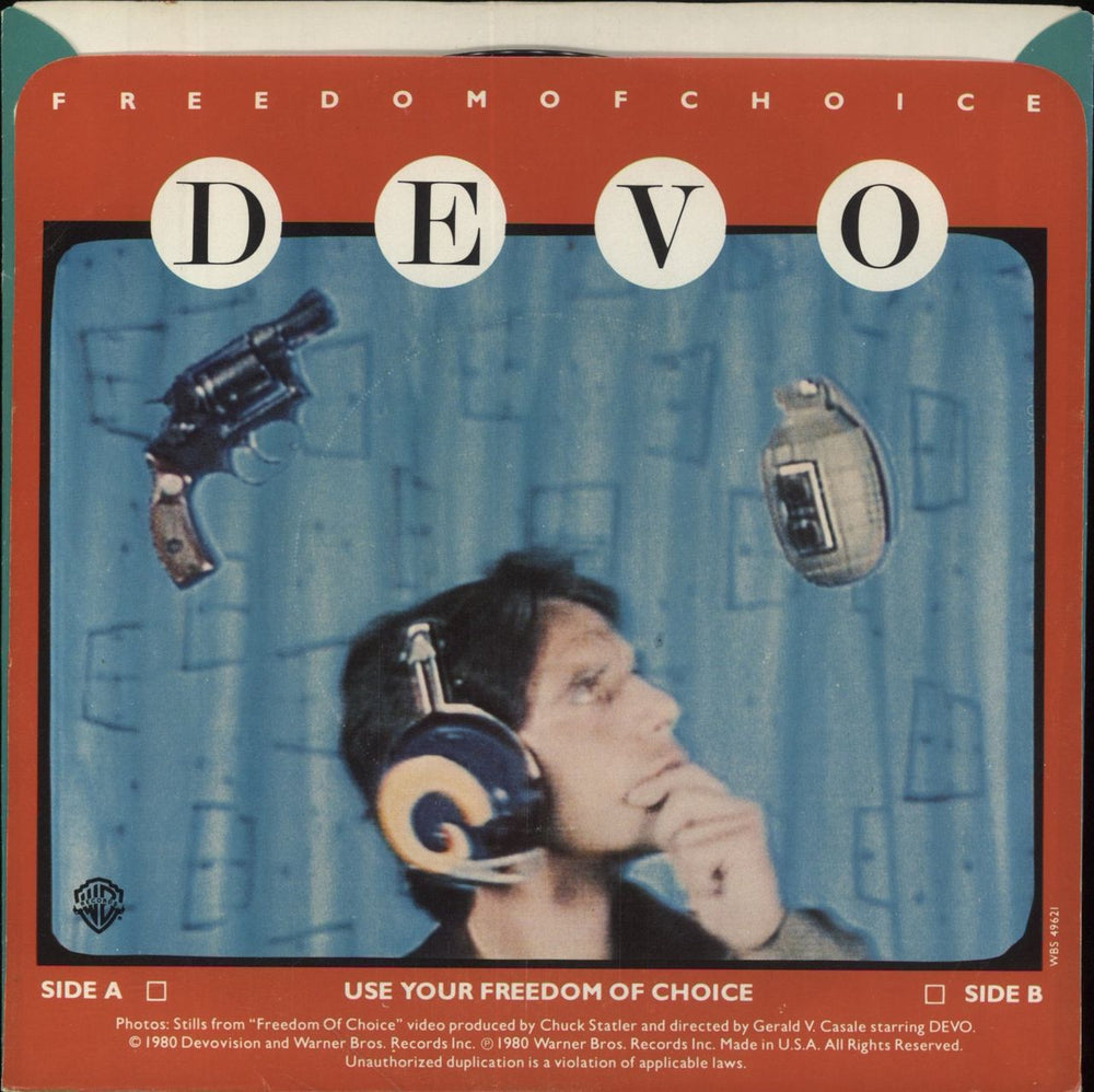 Devo Freedom Of Choice / Snowball US Promo 7" vinyl single (7 inch record / 45) WBS49621