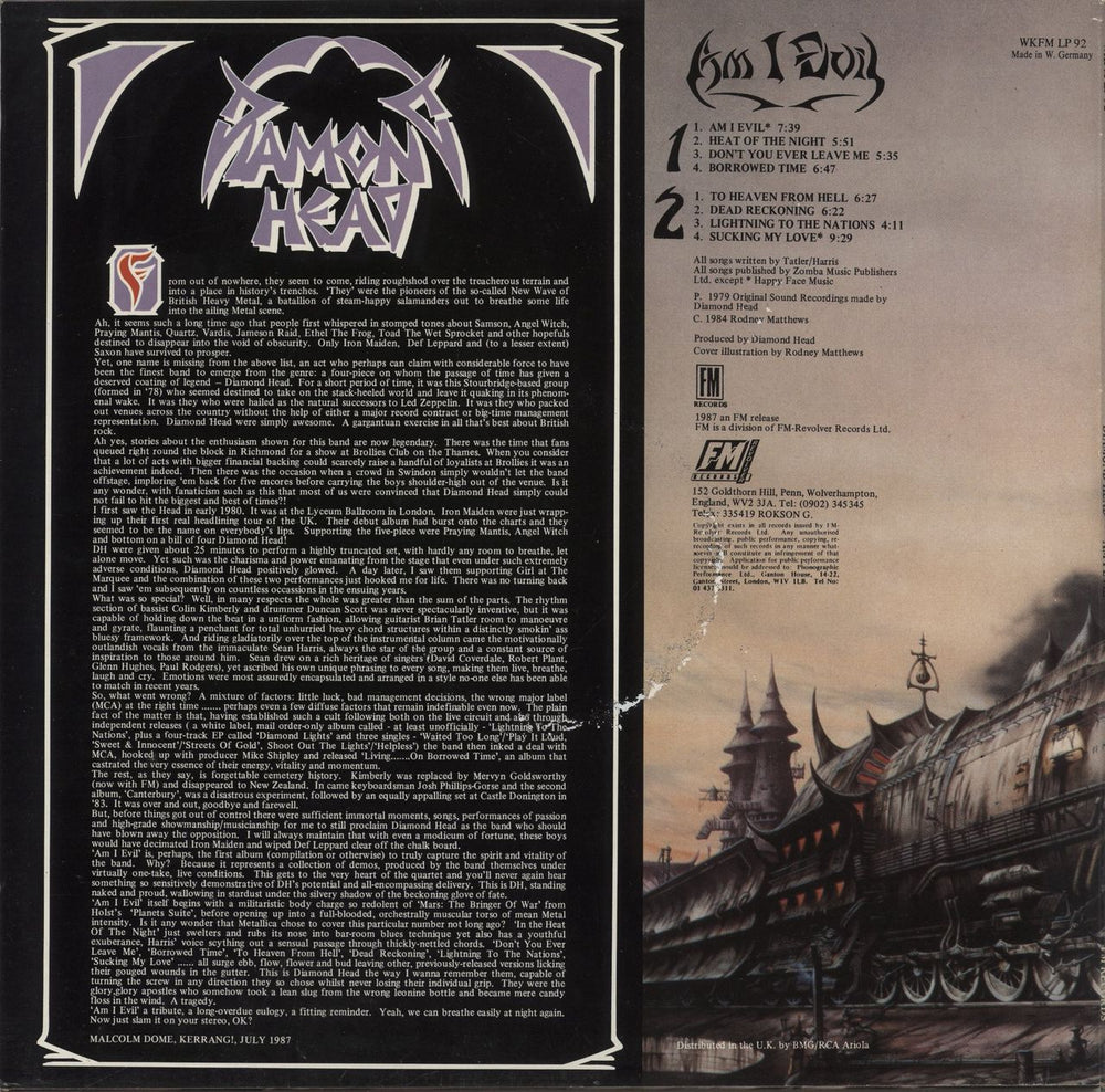 Diamond Head Am I Evil UK vinyl LP album (LP record)