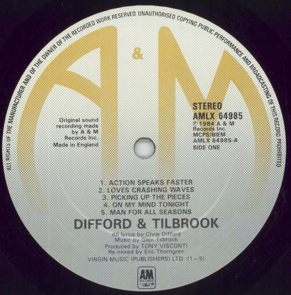 Difford & Tilbrook Difford & Tilbrook UK vinyl LP album (LP record) D&TLPDI284638