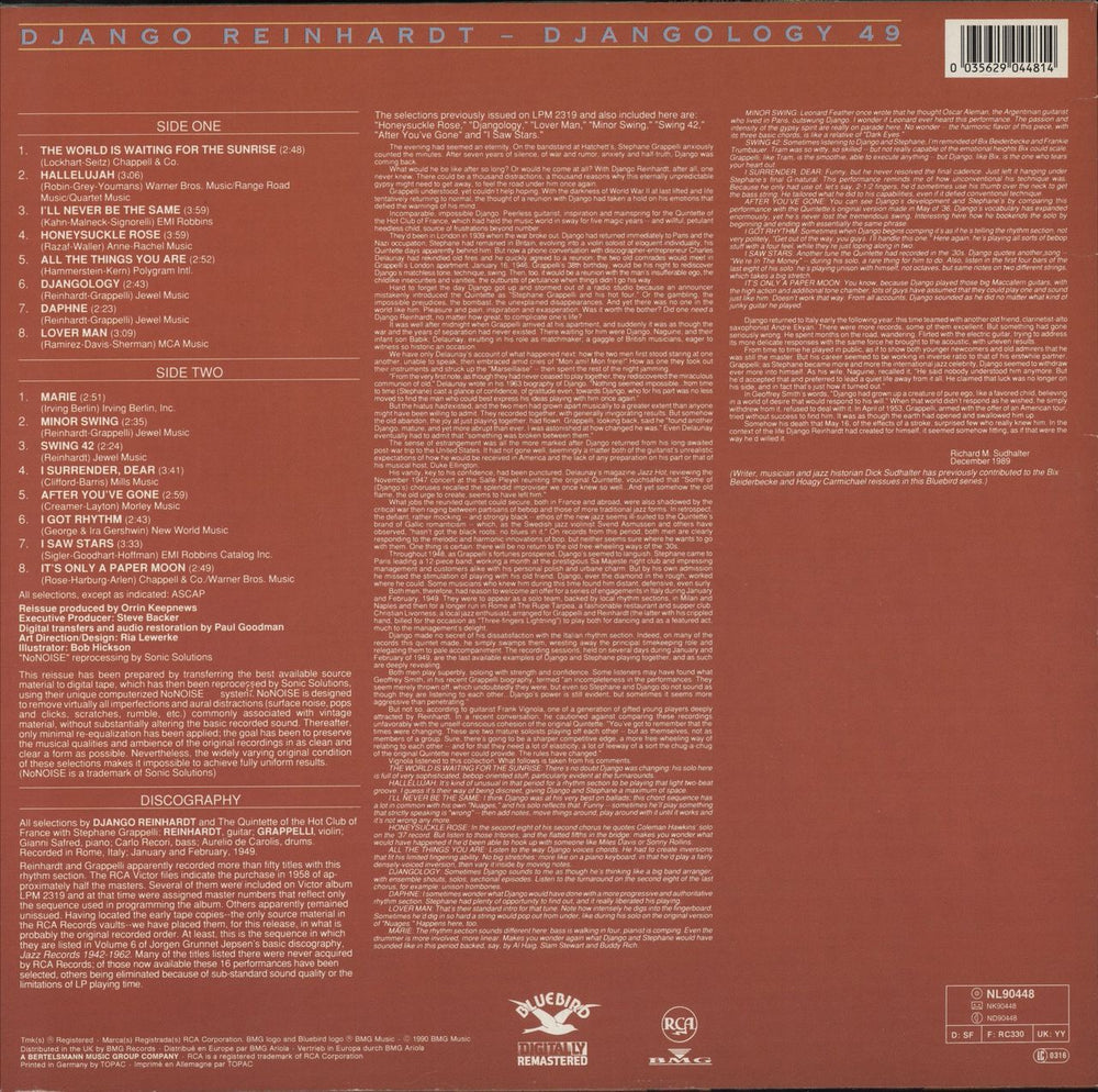 Django Reinhardt Djangology 49 German vinyl LP album (LP record) 035629044814