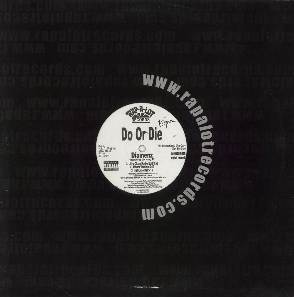 Do Or Die Diamenz US Promo 12" vinyl single (12 inch record / Maxi-single) SPRO-16843