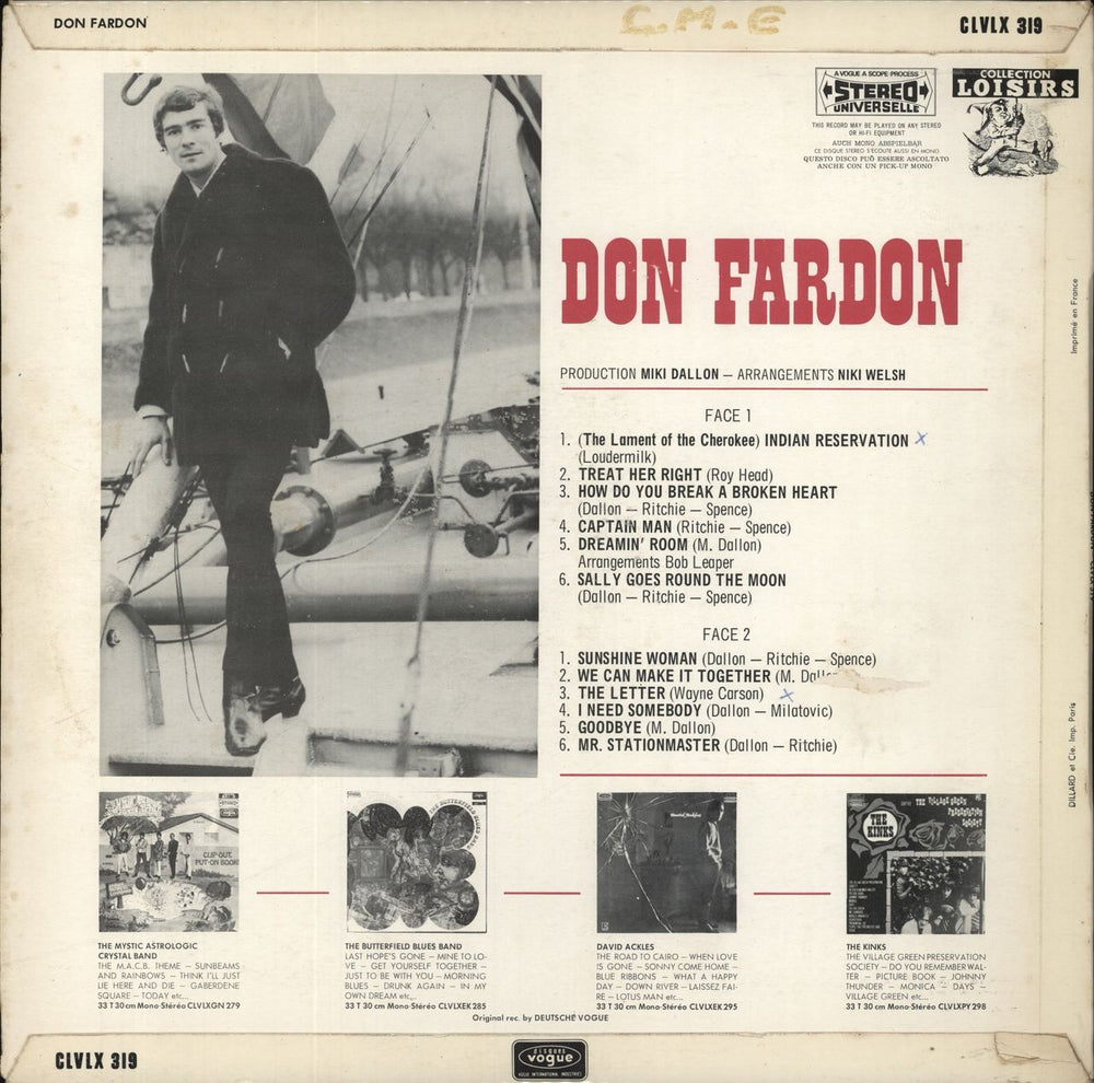 Don Fardon Lament Of The Cherokee - Indian Reservation French vinyl LP album (LP record)