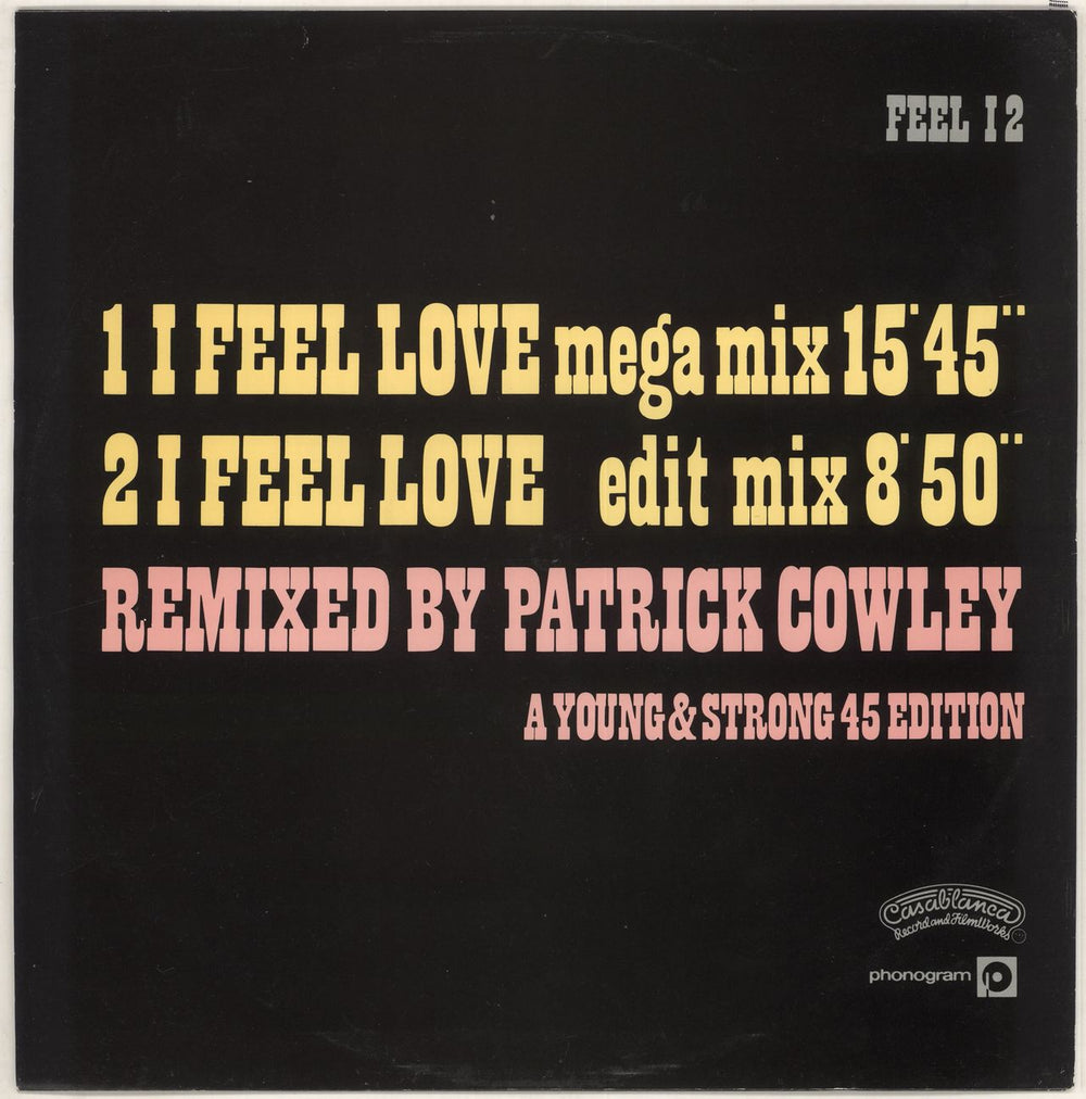 Donna Summer I Feel Love (Megamix) - EX UK 12" vinyl single (12 inch record / Maxi-single)