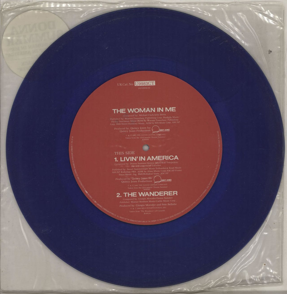 Donna Summer The Woman In Me - Blue Vinyl - EX UK 12" vinyl single (12 inch record / Maxi-single) SUM12TH763186