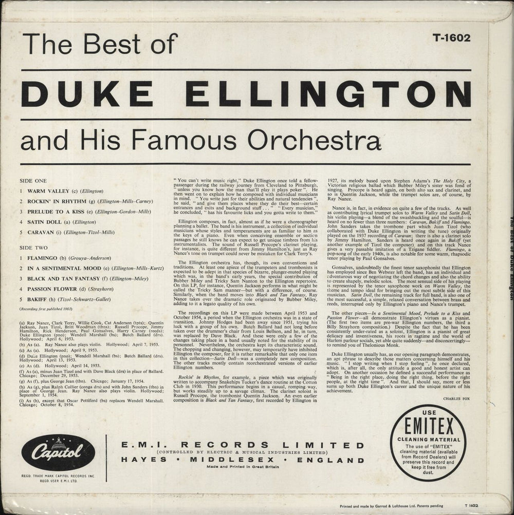 Duke Ellington The Best Of Duke Ellington UK vinyl LP album (LP record)