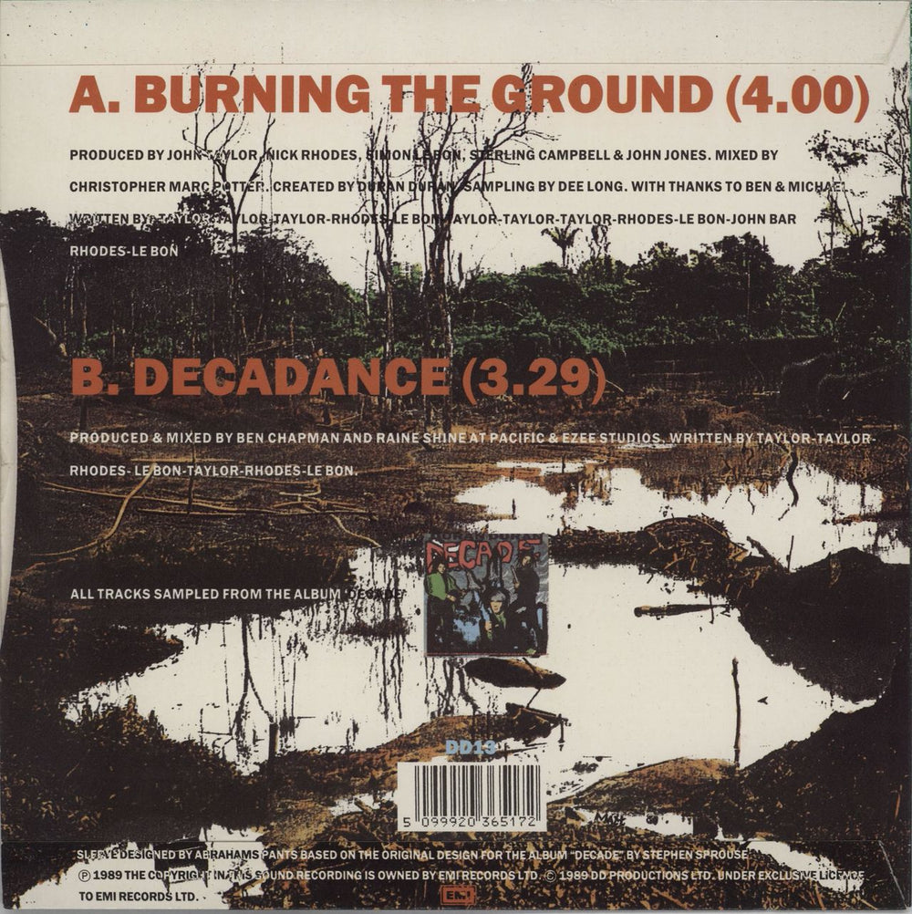 Duran Duran Burning The Ground - duplicate UK 7" vinyl single (7 inch record / 45) 5099920365172