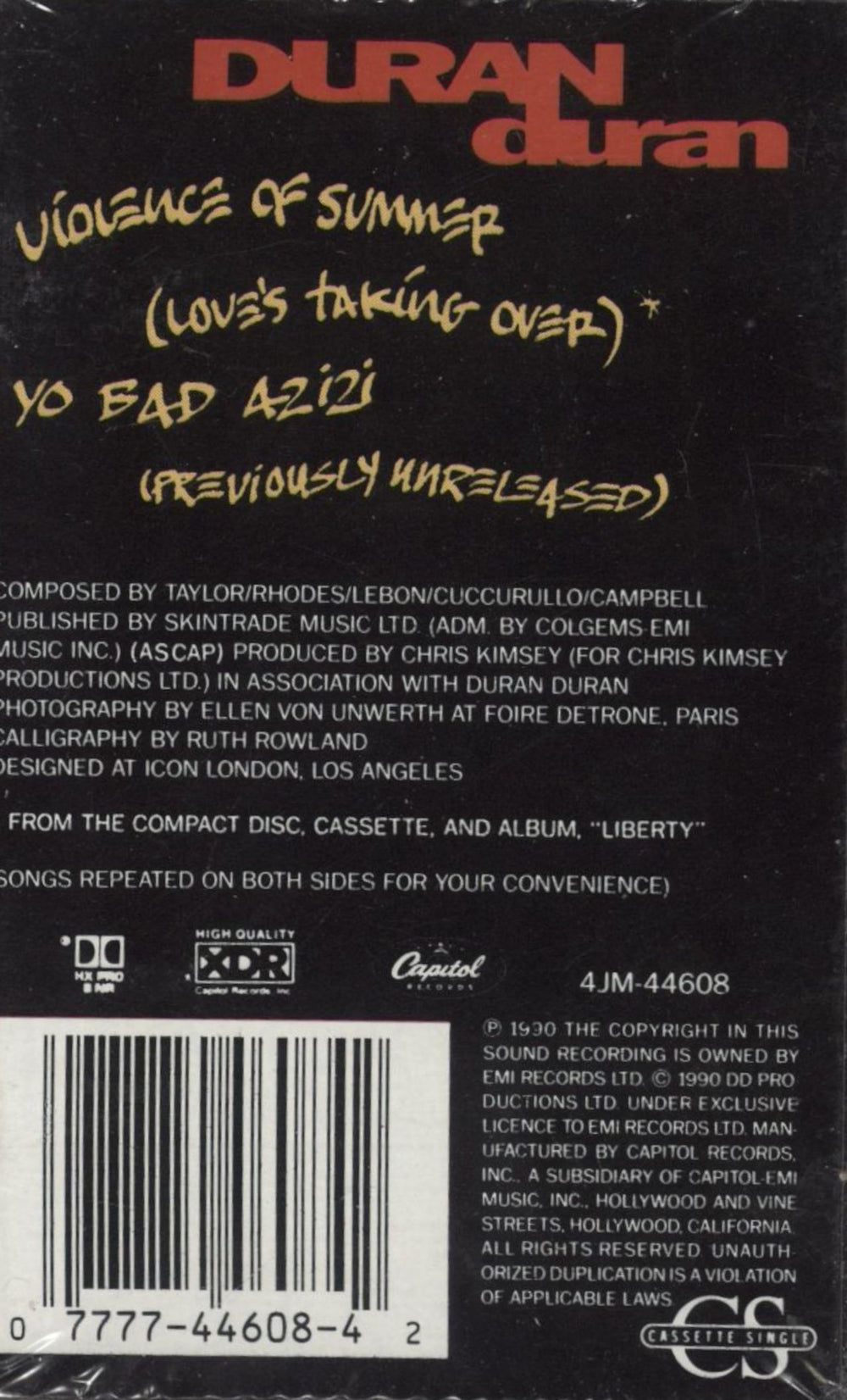 Duran Duran Violence Of Summer US cassette single 077774460842