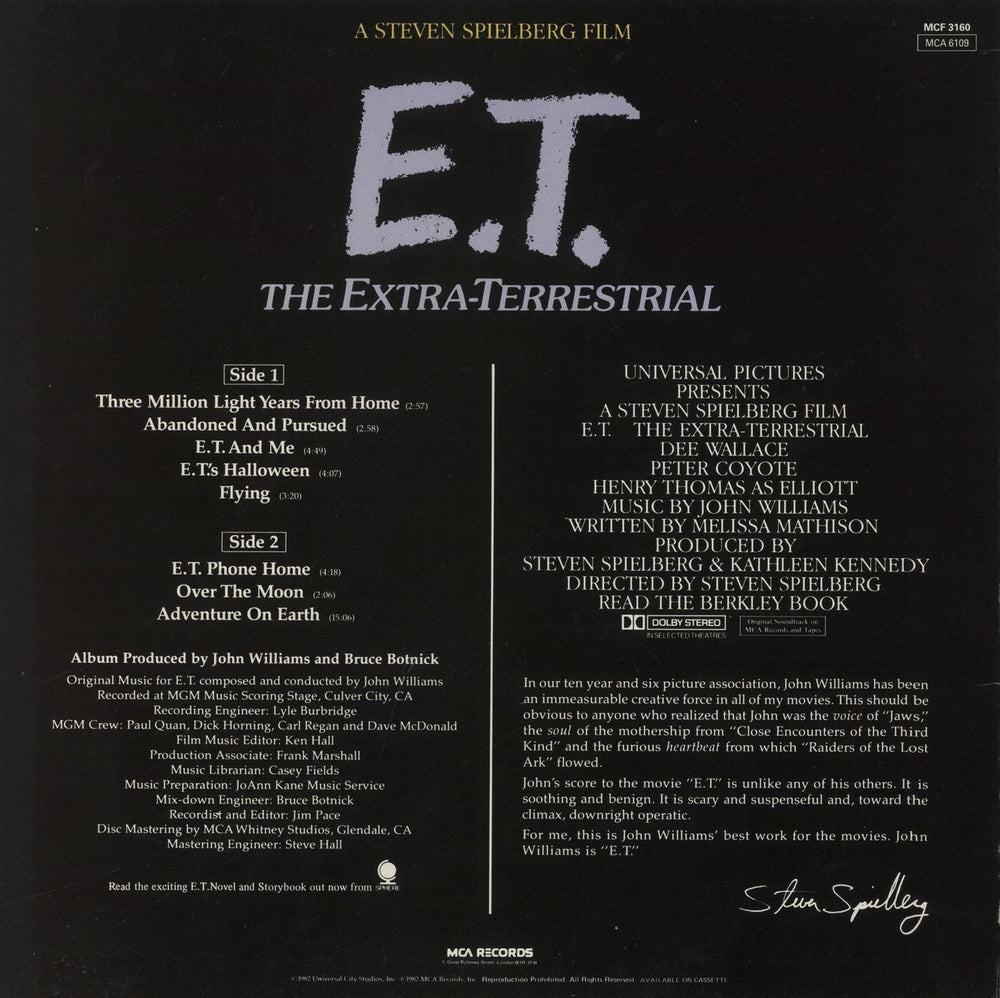 E.T. E.T. The Extra-Terrestrial UK vinyl LP album (LP record)