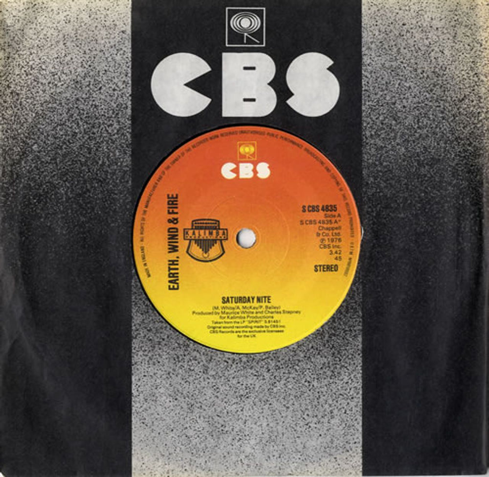 Earth Wind & Fire Saturday Nite UK 7" vinyl single (7 inch record / 45) SCBS4835