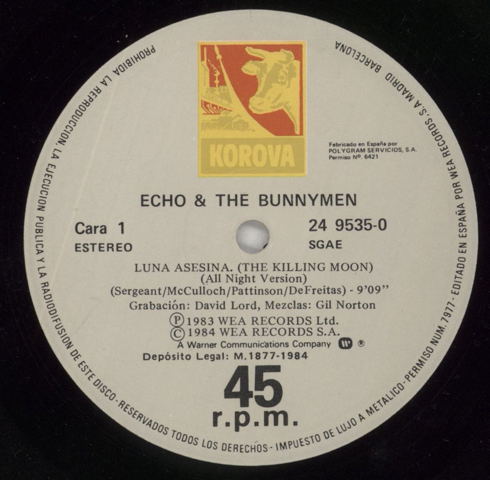 Echo & The Bunnymen The Killing Moon - All Night Version - P/s Spanish 12" vinyl single (12 inch record / Maxi-single) ECH12TH861406