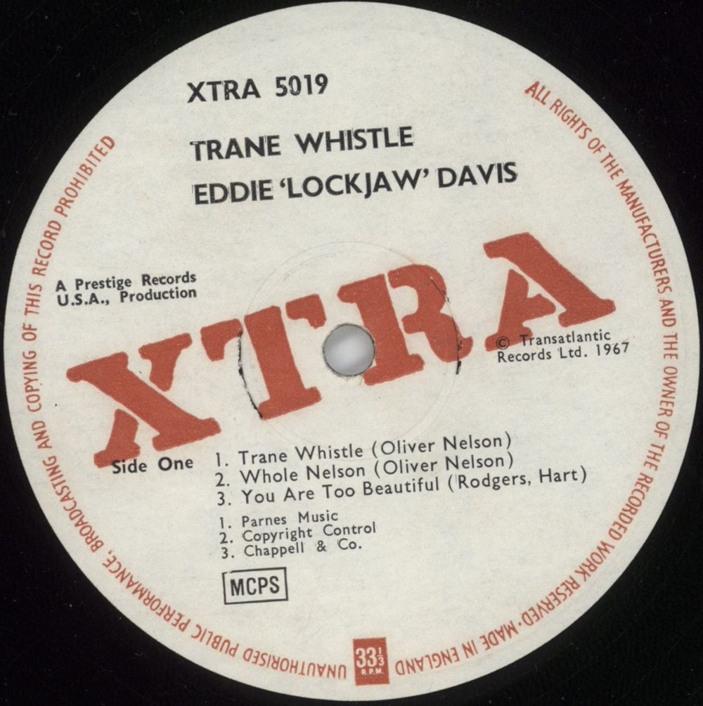 Eddie 'Lockjaw' Davis Trane Whistle UK vinyl LP album (LP record) EDVLPTR880847
