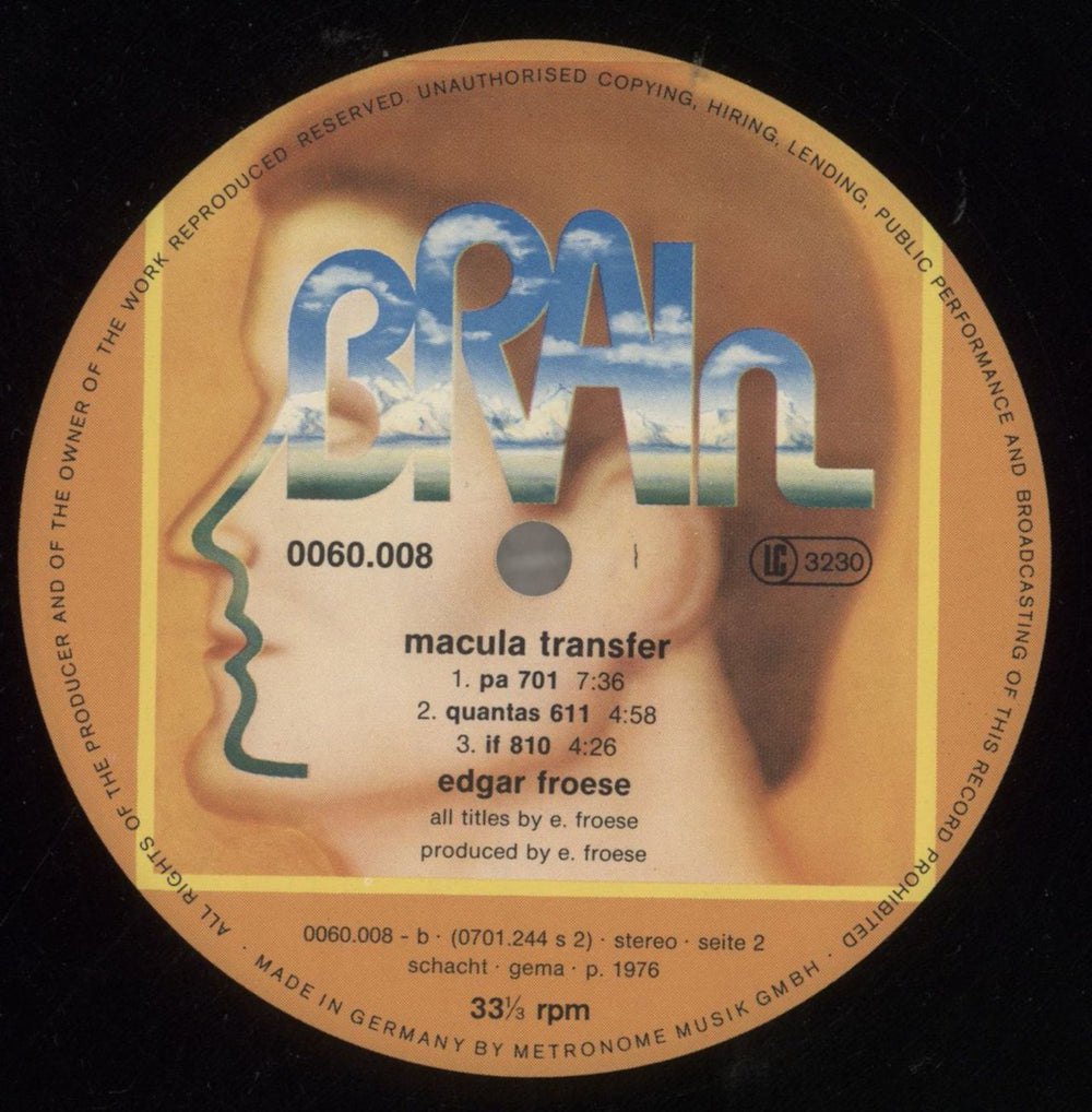 Edgar Froese Macula Transfer German vinyl LP album (LP record) FROLPMA690863