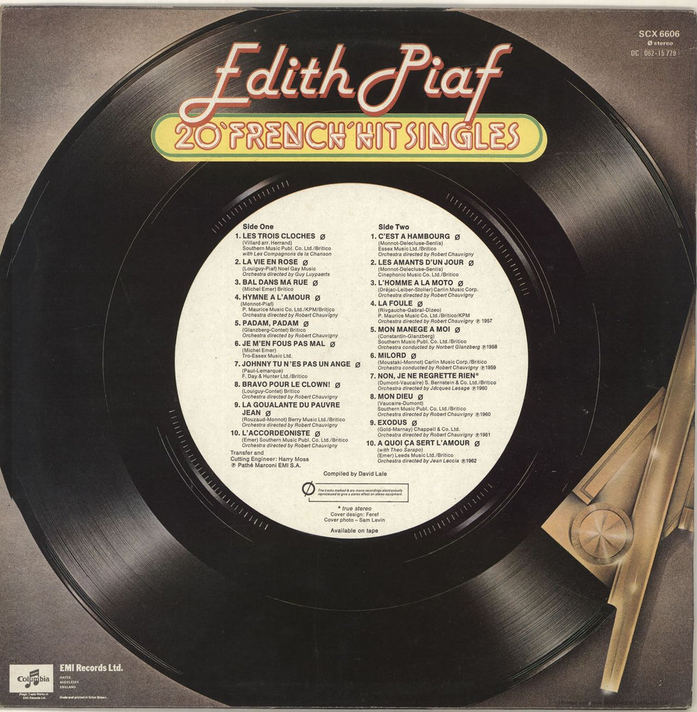 Edith Piaf 20 'French' Hit Singles UK vinyl LP album (LP record)