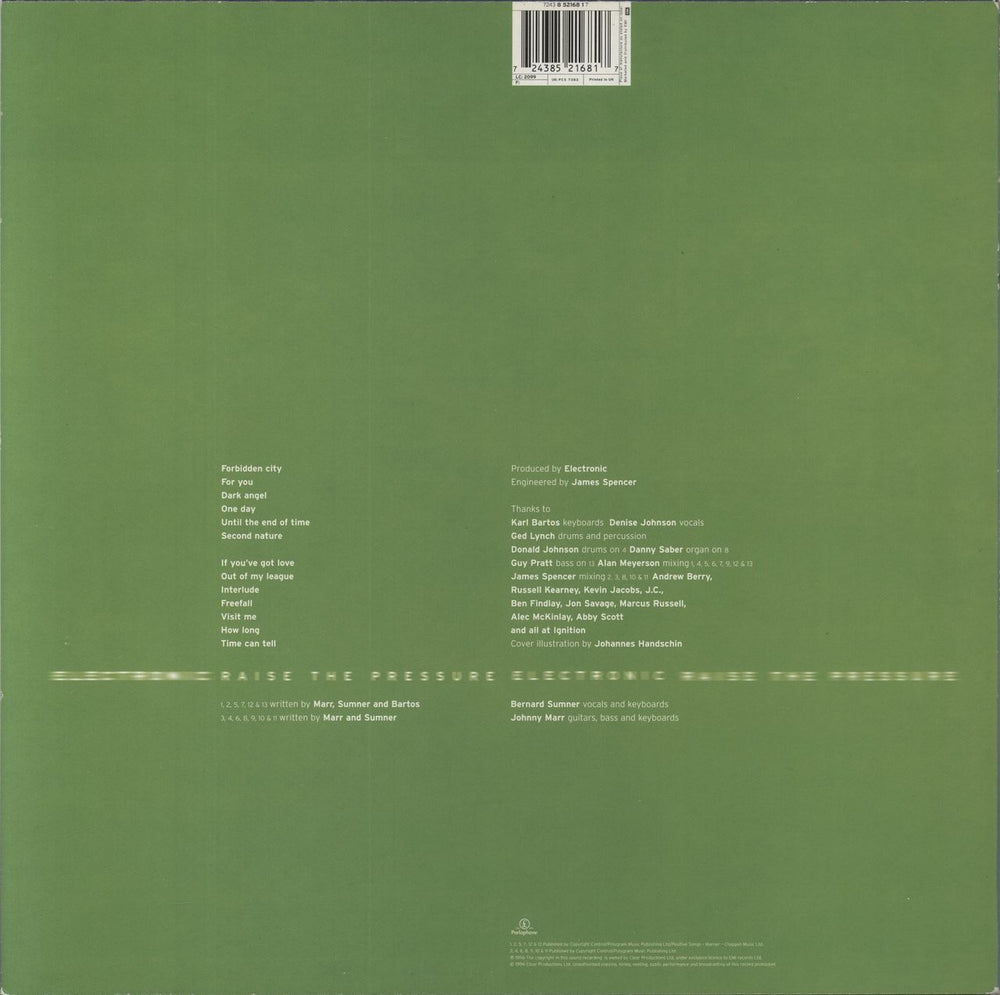 Electronic Raise The Pressure UK vinyl LP album (LP record) 724385216817