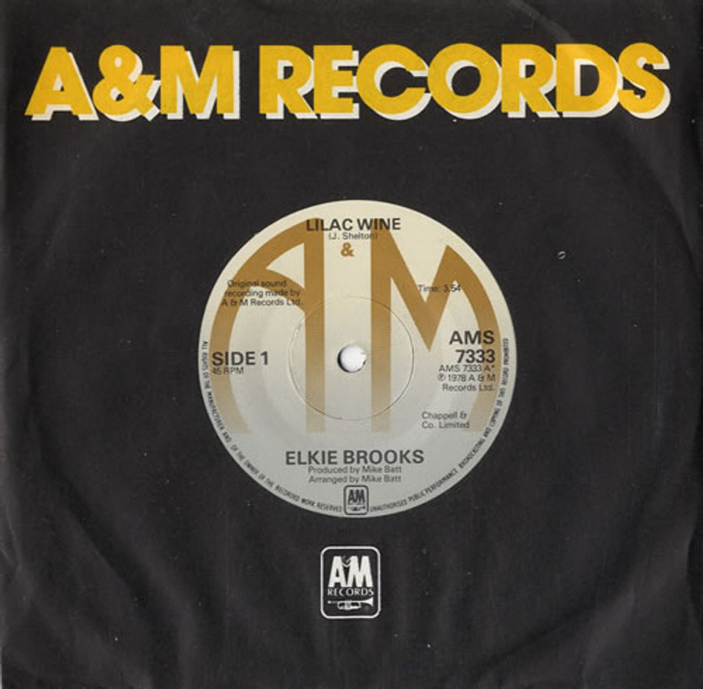 Elkie Brooks Lilac Wine UK 7" vinyl single (7 inch record / 45) AMS7333