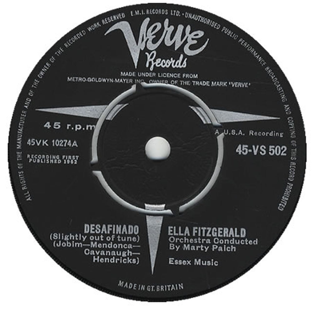 Ella Fitzgerald Desafinado UK 7" vinyl single (7 inch record / 45) 45-VS502