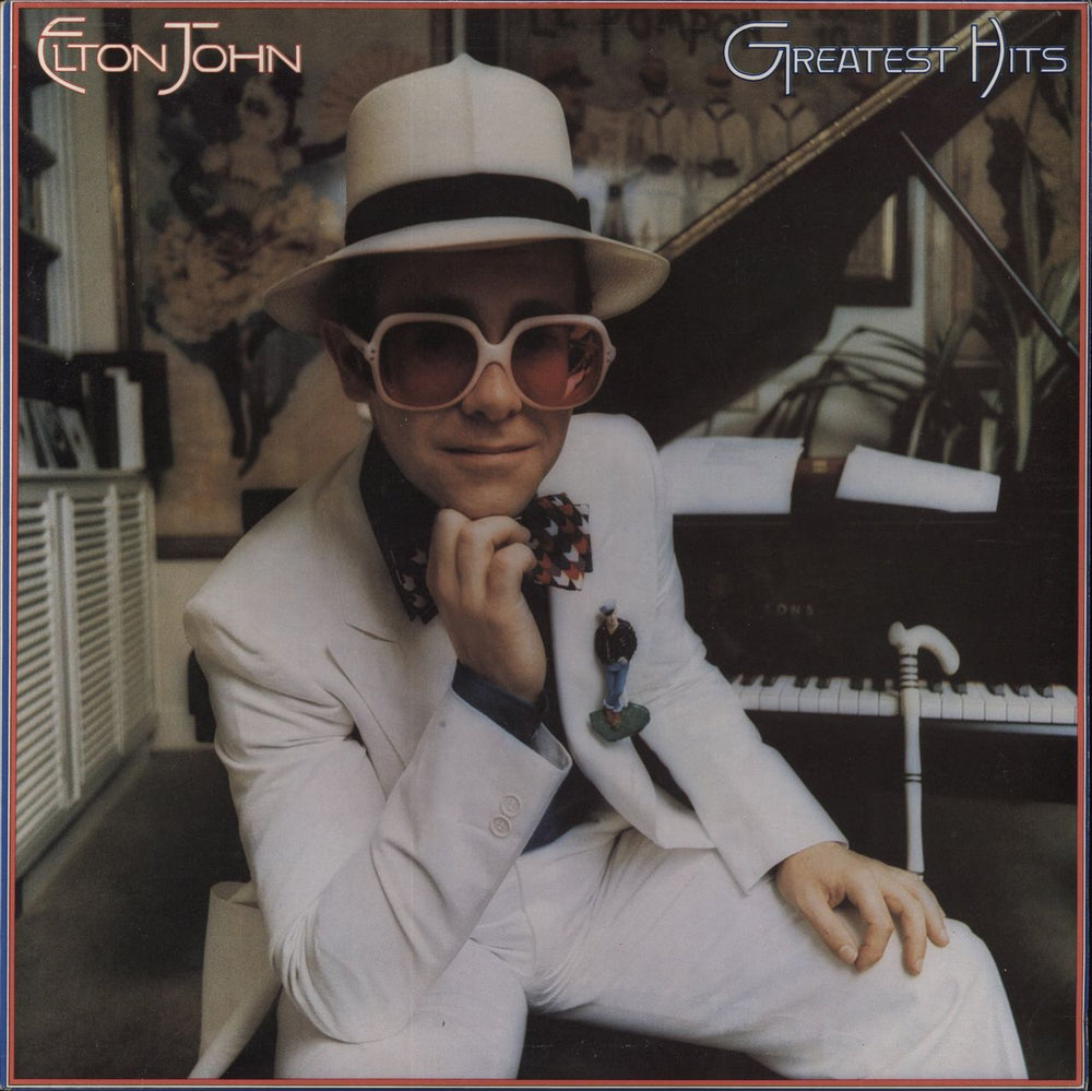 Elton John Greatest Hits - Green with Red Flecks Vinyl UK vinyl LP album (LP record) DJLPH442