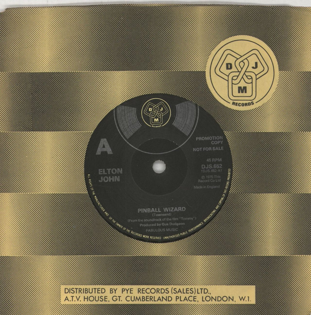 Elton John Pinball Wizard - Promo UK Promo 7" vinyl single (7 inch record / 45) DJS.652