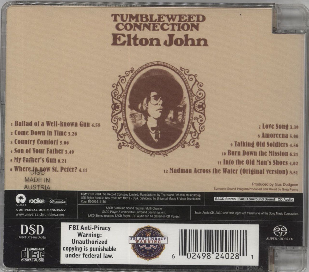 Elton John Tumbleweed Connection US super audio CD SACD 602498240281