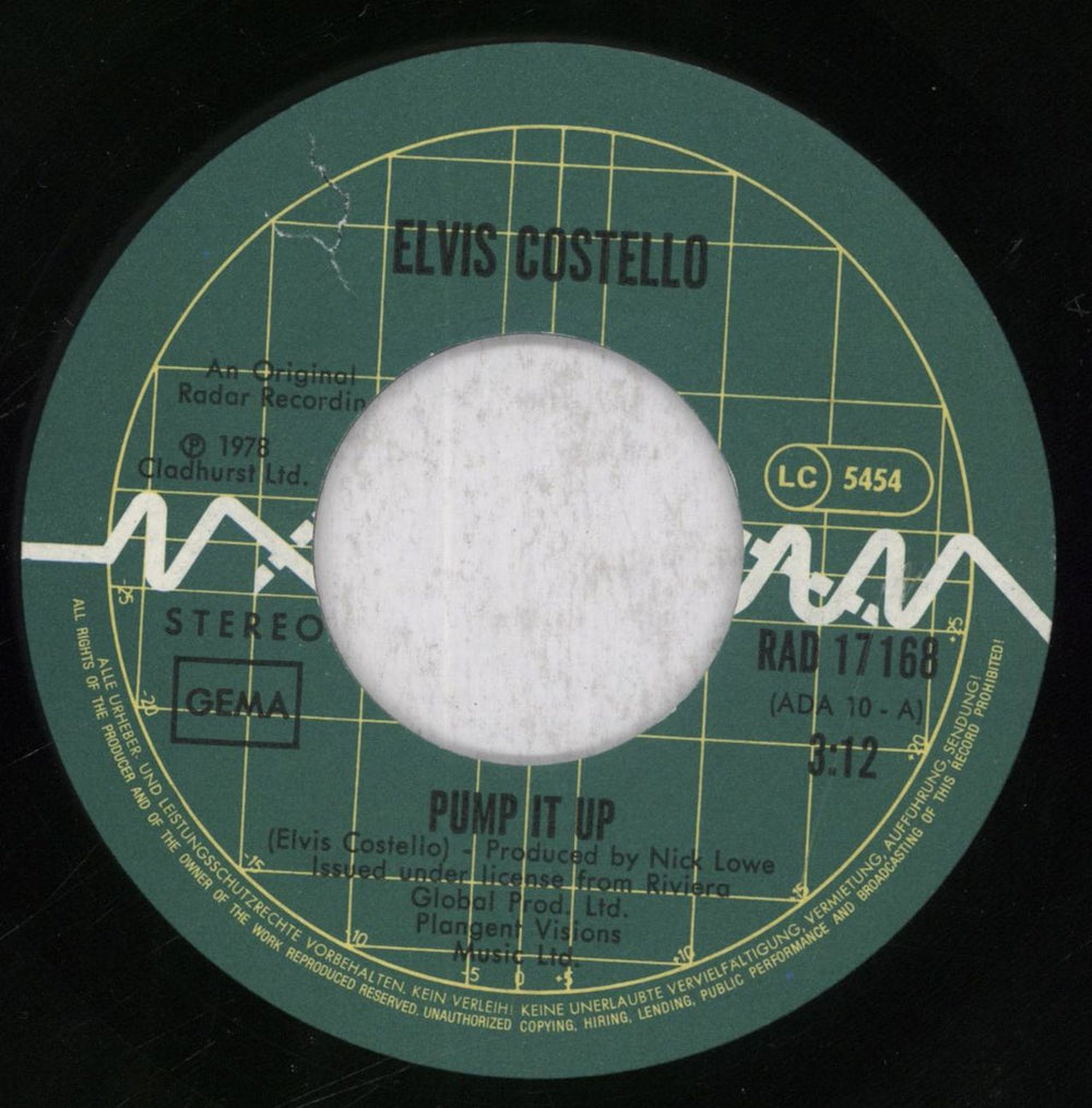 Elvis Costello Pump It Up German 7" vinyl single (7 inch record / 45) COS07PU836874