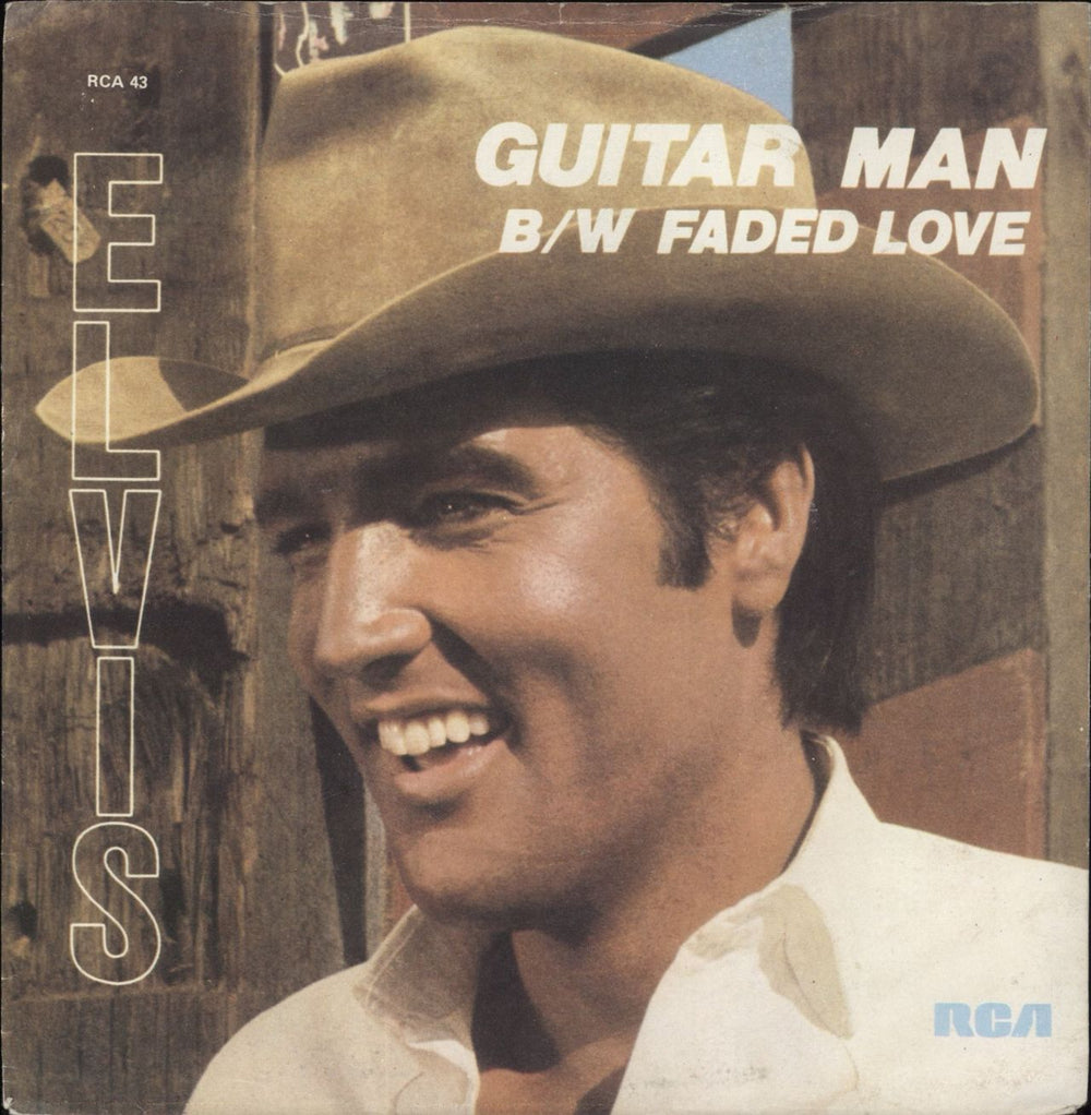 Elvis Presley Guitar Man + Sleeve UK 7" vinyl single (7 inch record / 45) RCA43