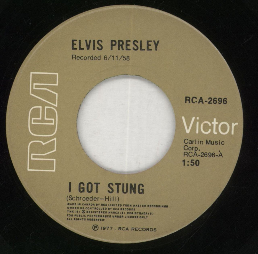 Elvis Presley I Got Stung - Wide - EX Canadian 7" vinyl single (7 inch record / 45) ELV07IG863040