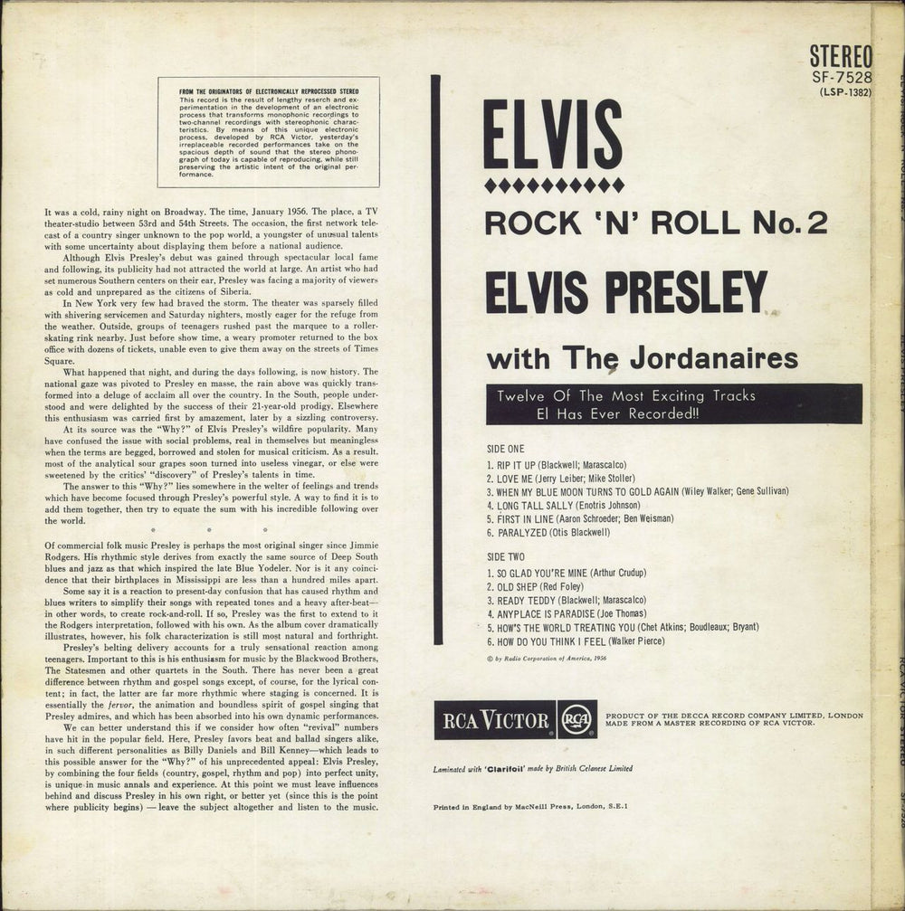 Elvis Presley Rock 'N' Roll No. 2 UK vinyl LP album (LP record)