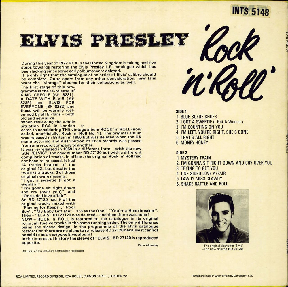 Elvis Presley Rock 'n' Roll UK vinyl LP album (LP record)