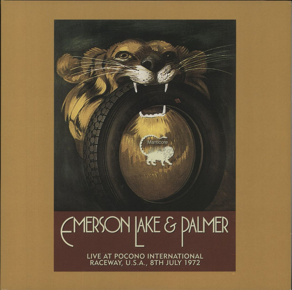 Emerson Lake & Palmer Live at Pocono Raceway, USA, 1972 - RSD19 - Brown & Yellow Vinyl UK 2-LP vinyl record set (Double LP Album) BMGCAT361DLP