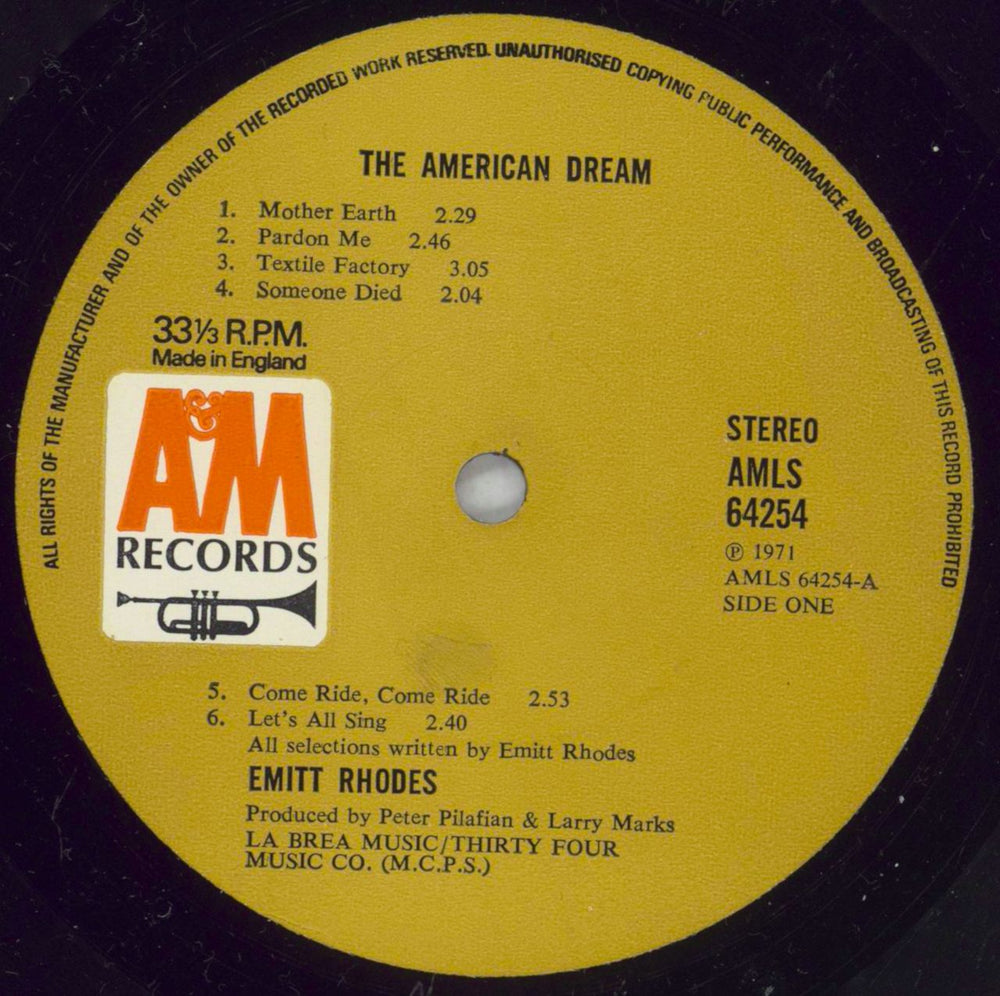 Emitt Rhodes The American Dream UK vinyl LP album (LP record) EMILPTH826035