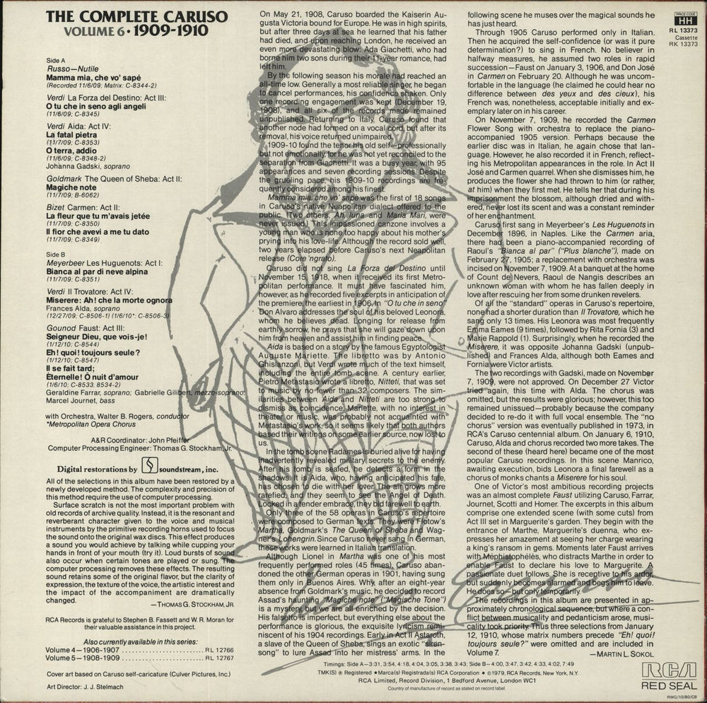 Enrico Caruso The Complete Enrico Caruso, Volume 6, 1909-1910 UK vinyl LP album (LP record)