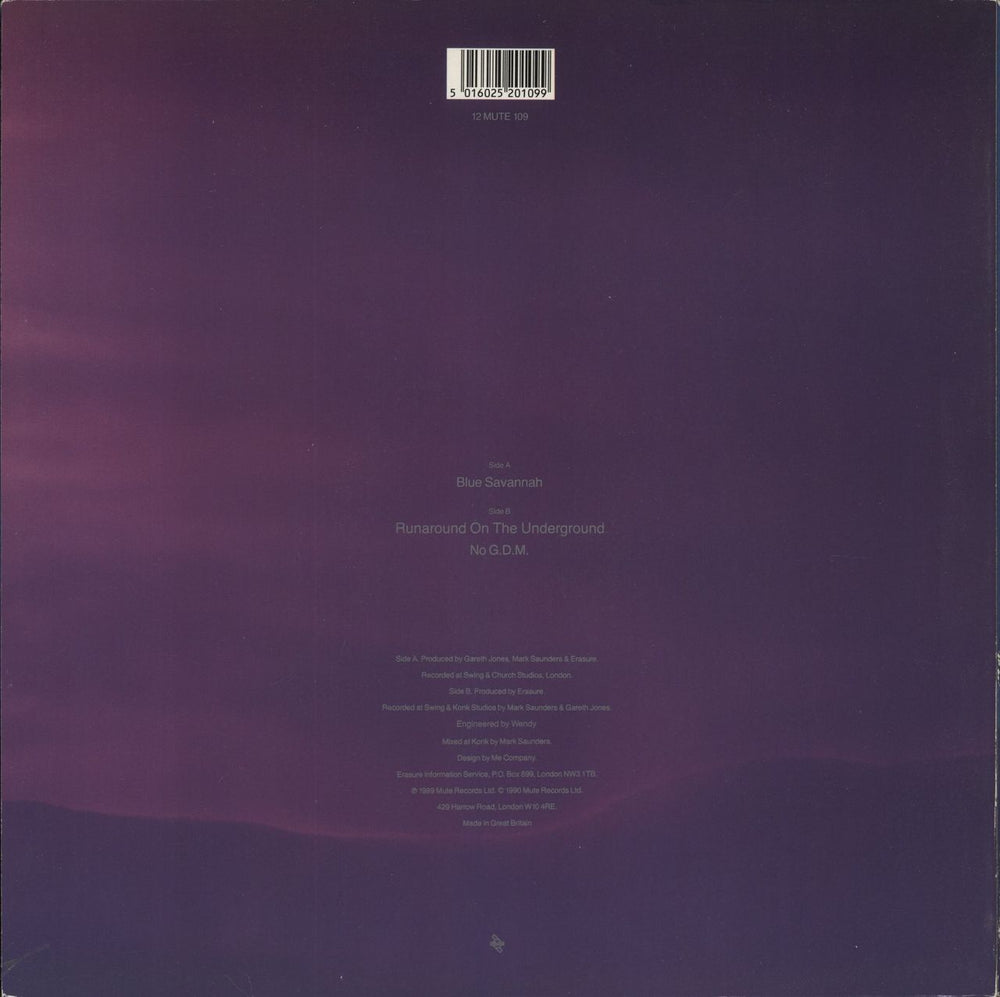 Erasure Blue Savannah UK 12" vinyl single (12 inch record / Maxi-single) 5016025201099