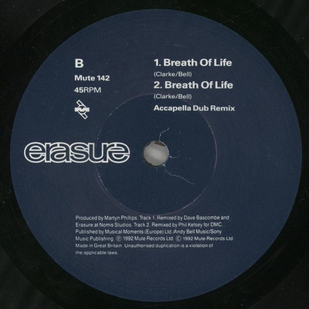 Erasure Breath Of Life UK 7" vinyl single (7 inch record / 45)