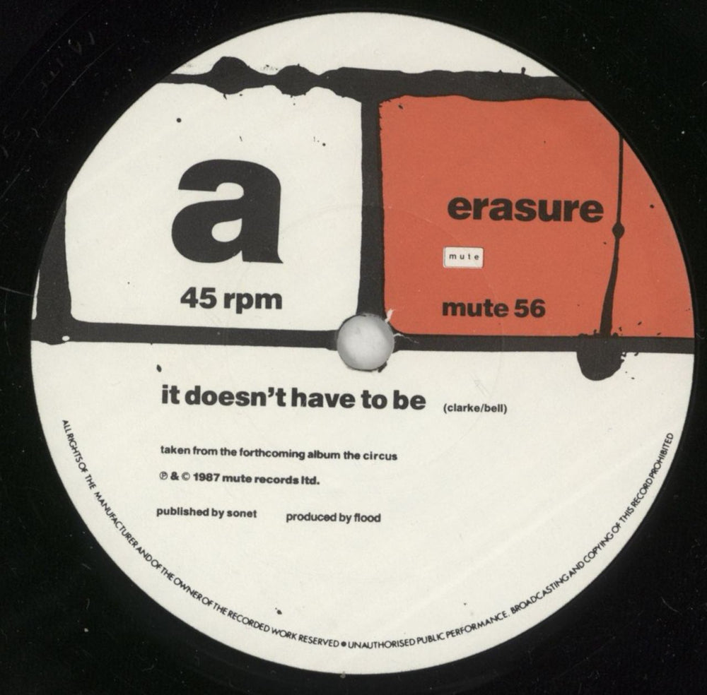 Erasure It Doesn't Have To Be UK 7" vinyl single (7 inch record / 45) ERA07IT45228