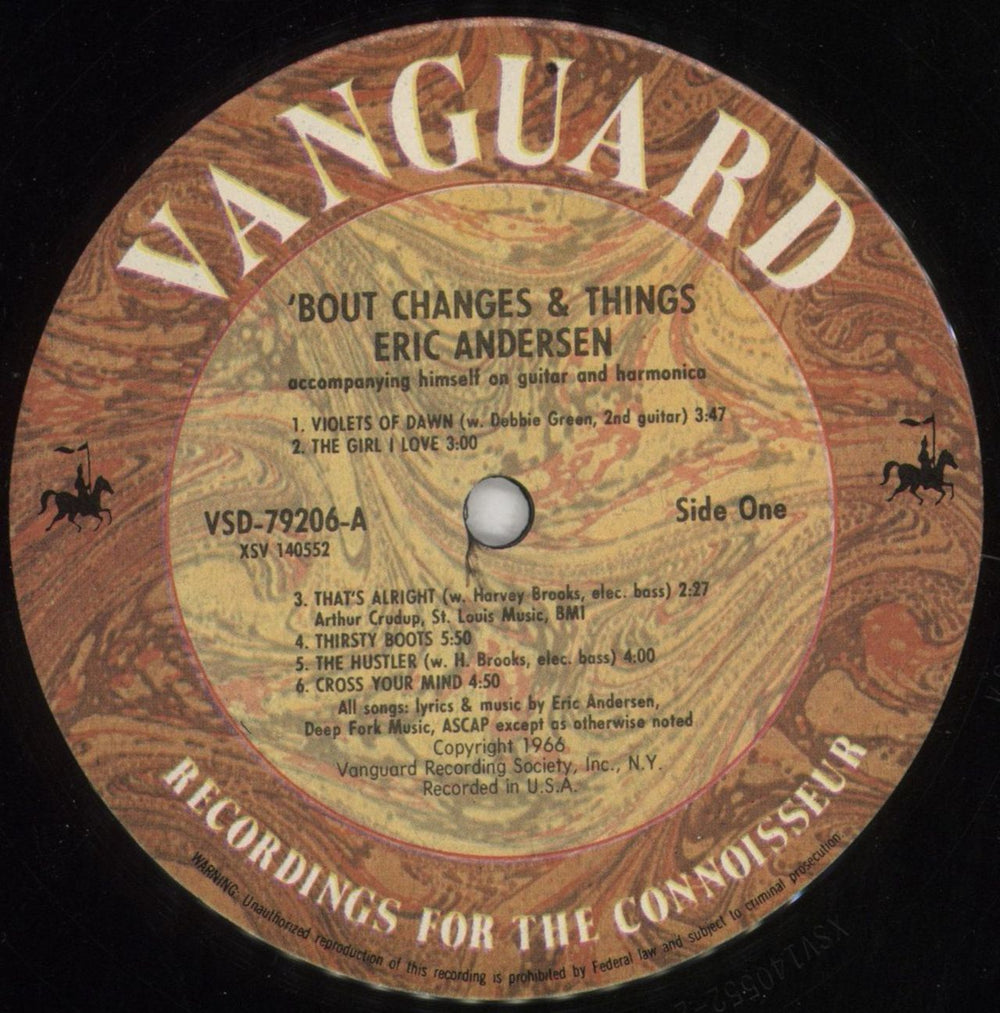 Eric Andersen 'Bout Changes & Things - VG Sleeve US vinyl LP album (LP record) EANLPBO851346