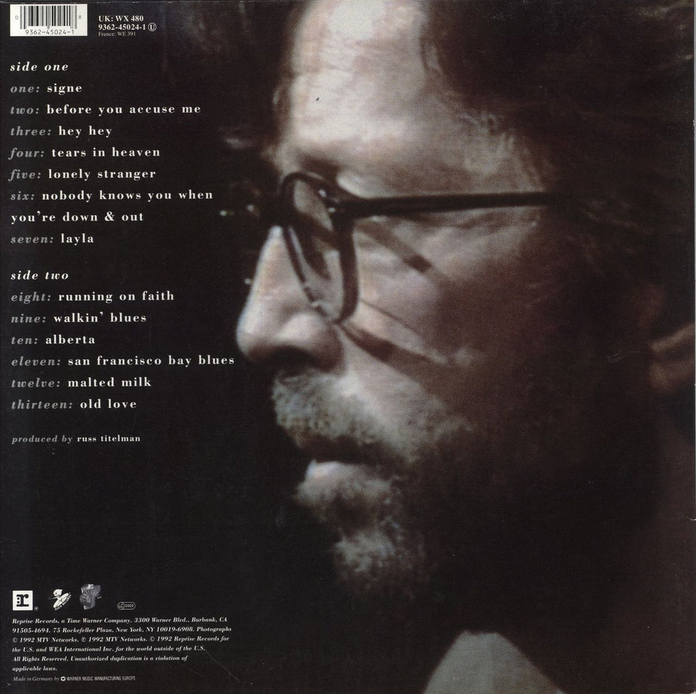 Eric Clapton Unplugged - 180gm German vinyl LP album (LP record) 093624502418