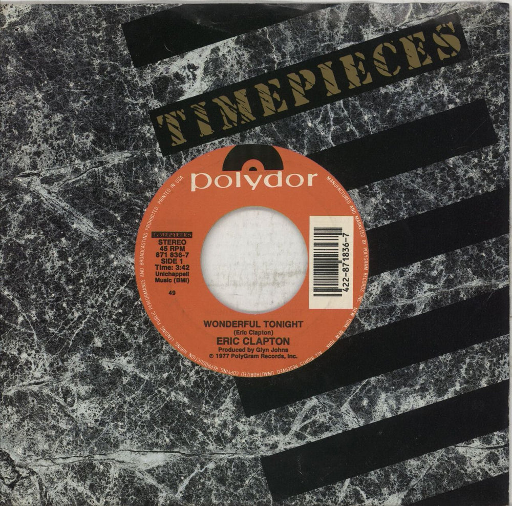 Eric Clapton Wonderful Tonight US 7" vinyl single (7 inch record / 45) 871836-7