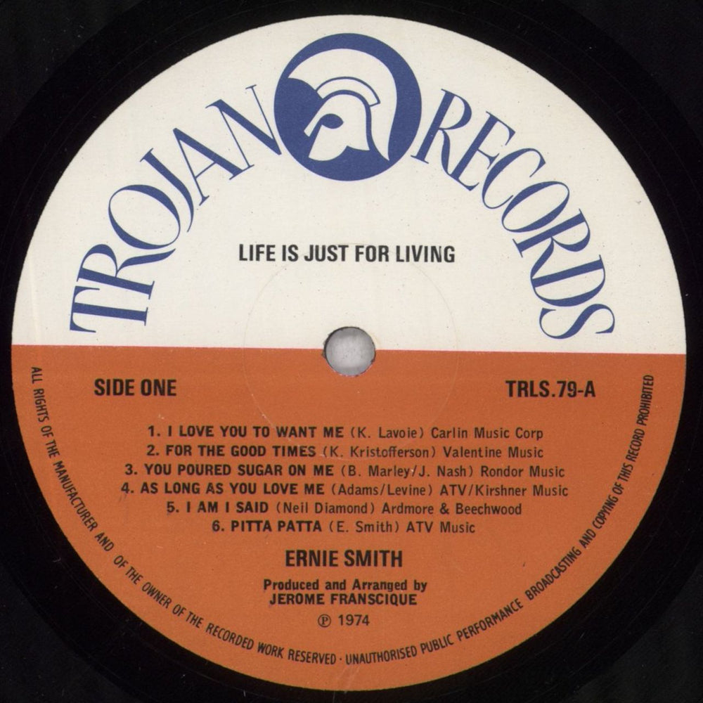 Ernie Smith Life Is Just For Living UK vinyl LP album (LP record) EG5LPLI840075