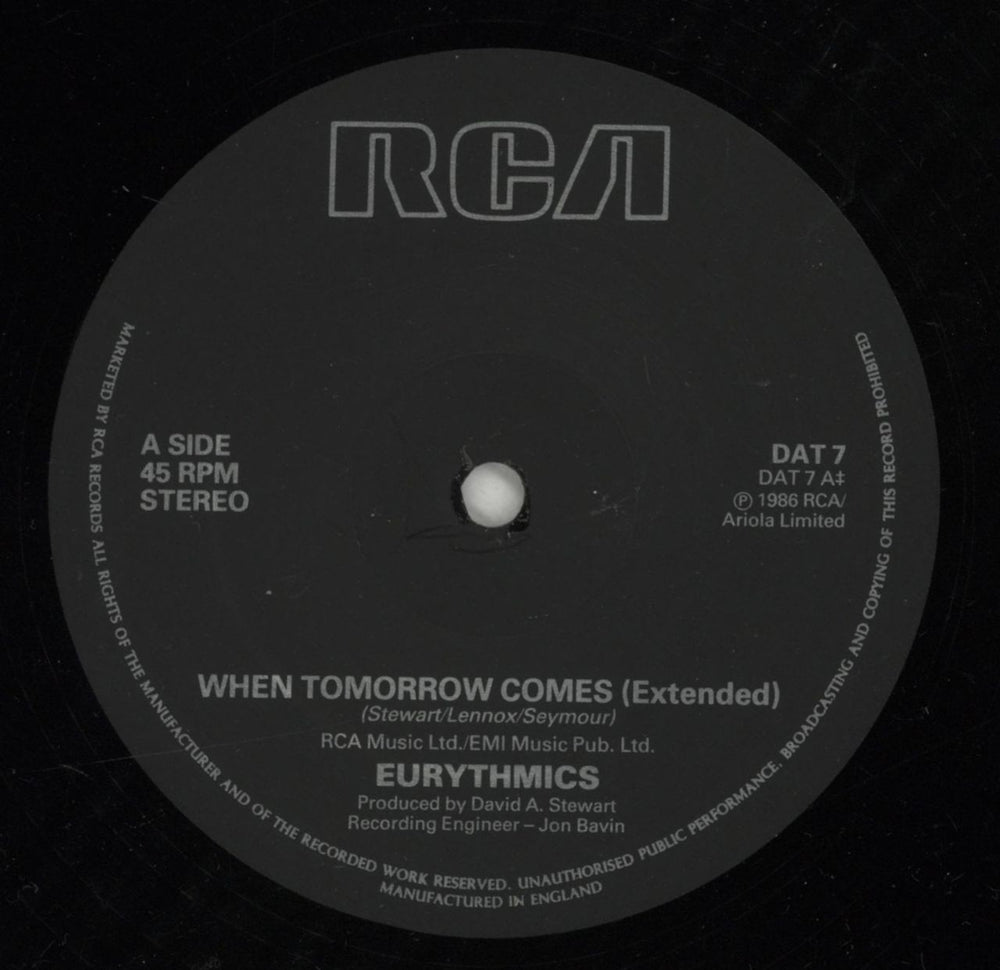 Eurythmics When Tomorrow Comes UK 12" vinyl single (12 inch record / Maxi-single) EUR12WH45946