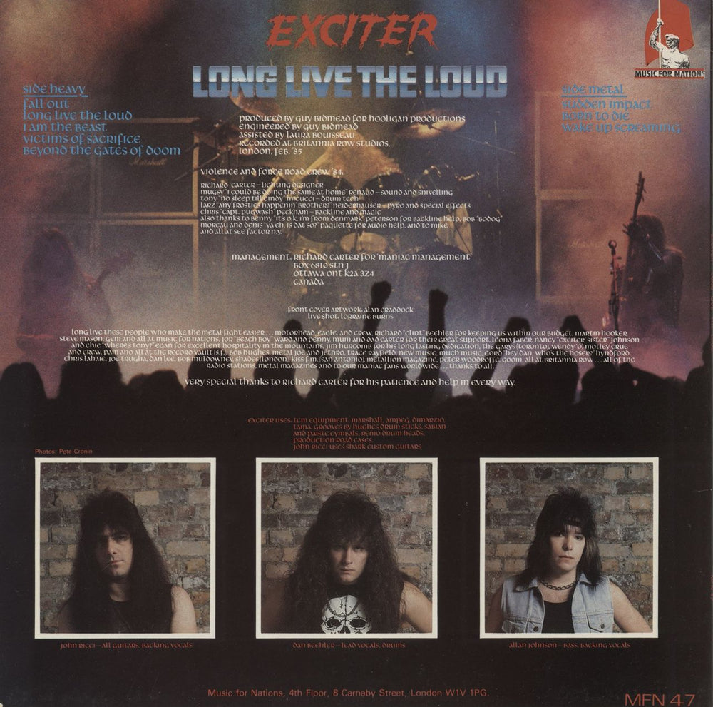 Exciter Long Live The Loud UK vinyl LP album (LP record)