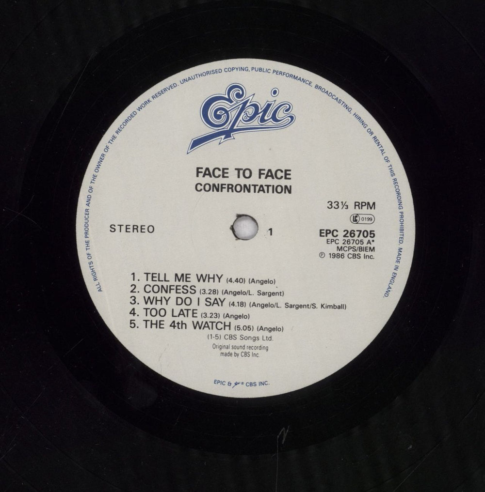 Face To Face (80s Pop) Confrontation UK vinyl LP album (LP record) 5099702670517